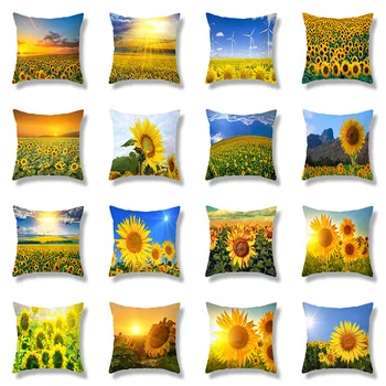 

Household Products Sofa Pillow Cases Cushion Cover Sunflower Office Pillow Case Amazon Hot Selling