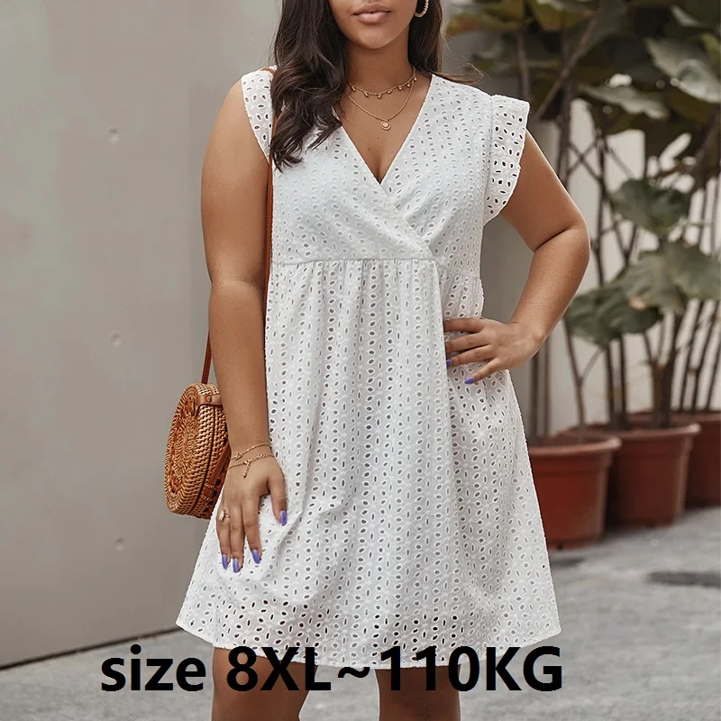 Women White Dress Plus Size 6xl 7xl 8xl 