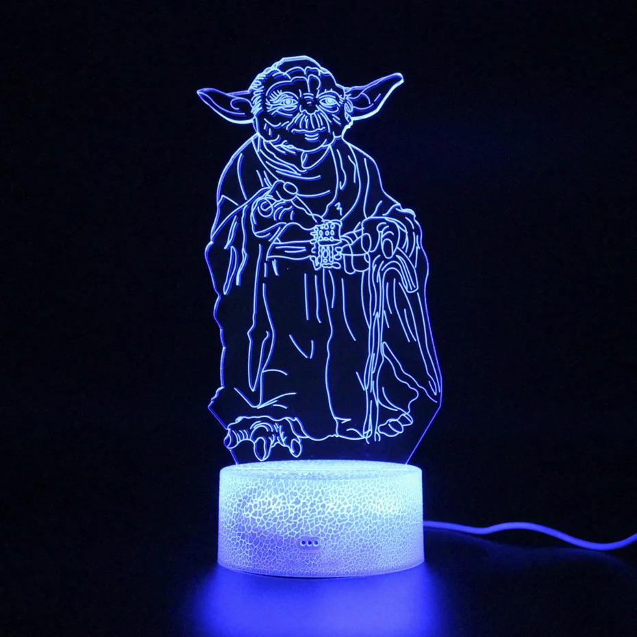 Звездные войны Детский Светильник для сна RGB 3d йода мастер пульт дистанционного управления настольная лампа вечерние украшения ночной Светильник Иллюзия проекционный светильник