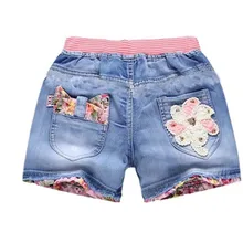 Новые милые джинсовые шорты для девочек джинсы с дырками из мультфильма детские короткие джинсовые шорты для девочек шорты одежда с цветочным рисунком для девочек детские штаны