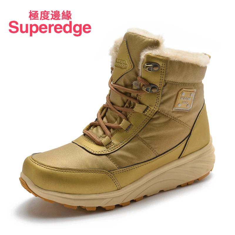 Superedge/зимние высокие утепленные шерстяные теплые кашемировые туфли; хлопковые сапоги для женщин и мужчин; водонепроницаемые зимние сапоги
