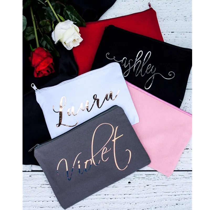 

Wedding Thank you Gift Personalised Bridesmaid Make Up Bag Maid of Honour bags Unique Gift for Bridal Party Makeup Cosmetic bag