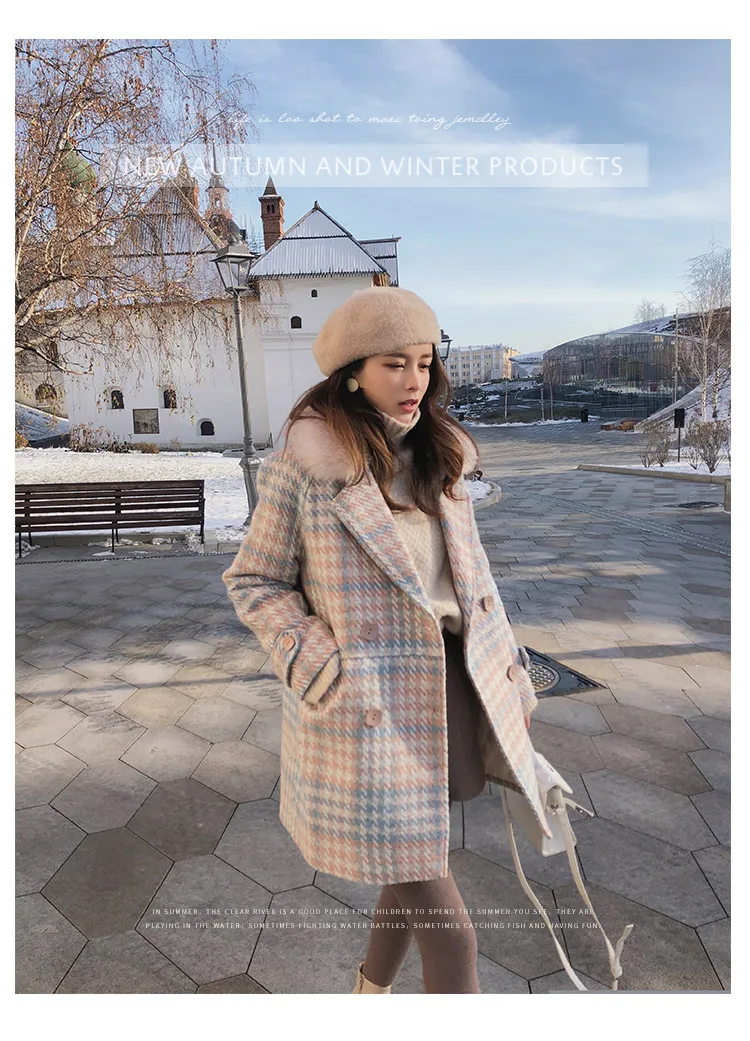 Heydress Женская куртка, верхняя одежда, зимняя одежда, модная теплая клетчатая смесь, женское элегантное двубортное шерстяное пальто, толстые пальто