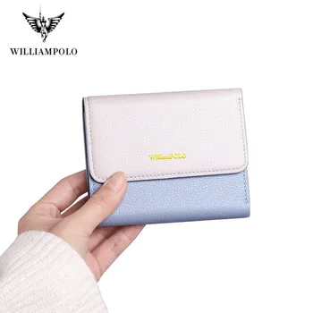 

WILLIAMPOLO Wallet Women's Clip Handbags Luxury Bags Women's Bags Designer Wallets Tri-Fold Buckle Short Wallet Leather New Hot