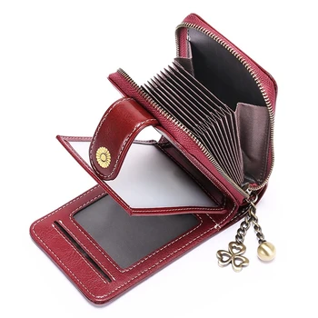 

RFID Trifold Women Cow Leather Wallet Female Hasp Card Holder Women Female Money Purse Small Ladies Coin Bag 2020 New