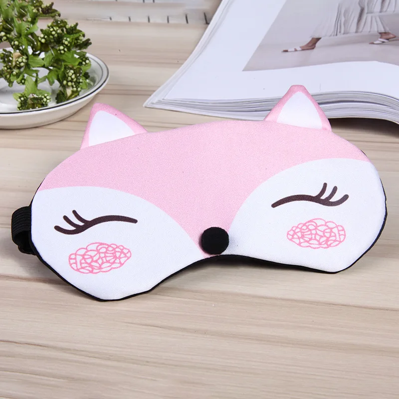 Pink Хлопковая маска для сна с изображением лисы, маска для глаз, маска для сна для путешествий, милая маска для глаз, повязка для сна, Детская повязка на глаза - Цвет: Pink