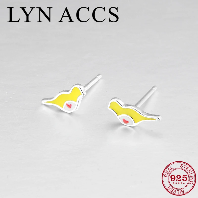 

Enamel Little bird Shape Authentic 925 Sterling Silver Earings Fine Jewelry Studs Earrings luxury designer jewelry for women