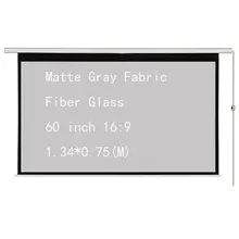 Thinyou Electric Motorized Projector Screen 60 inch 16:9 Matte Gray Fabric Fiber Glass Wall Ceiling for LED LCD DLP Projector