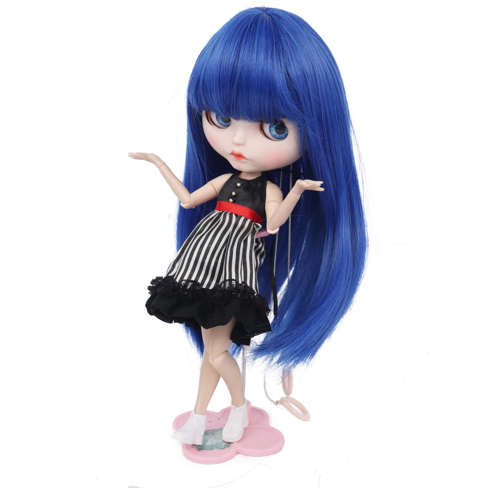 Кукольный парик волосы для кукол голубая длинная челка прямые аксессуары сделай