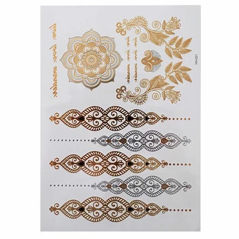 

HOT Flash Temporary tattoo fake tattoo Classic gold Armband Hals Kette Henna Gold and silver NEW