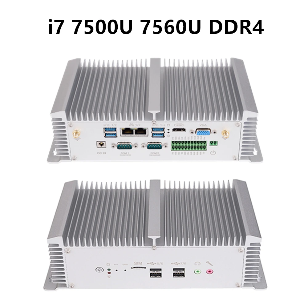 i7 7500U 7560U DDR4 Промышленный мини-ПК без вентилятора i5 8250U i7 7500U 2* DDR4 2* Lans настольный компьютер Win10 Linux 6* COM GPIO 4G SIM VGA HDMI WiFi - Цвет: i7 7500U 7560U DDR4