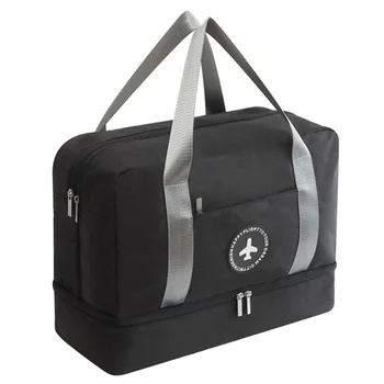 

New Cationic Fabric Waterproof Travel Bag Large Capacity Double Layer Beach Bag Portable Duffle Bags Packing Square Weekend Bags