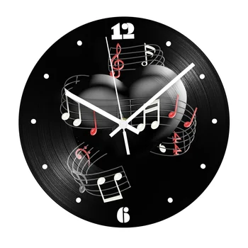 

Vintage Black Vinyl Record Clock Music Notes Silent Retro Circular Digial Wall Clocks for Living Room Home Decor