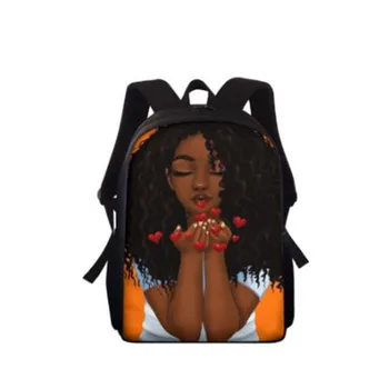 

African Women Printed Schoolbag Girls Child Art Black Girl Book Bags Kindergarten Student Mochila for Toddler Baby