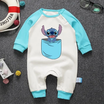 

Cartoon Stitch Print Baby Girls Boys Rompers Jumpsuits Cotton Long Sleeve Newborn Infant One-pieces Autumn Clothes