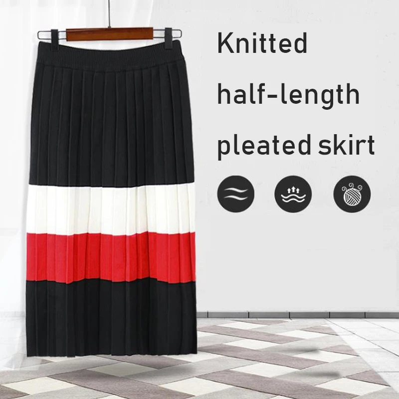 Модная женская осенняя и зимняя сексуальная высокая талия трикотажная юбка со шнуровкой на боку юбки тонкая длинная Плиссированная юбка