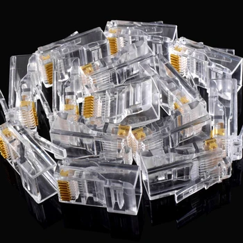 

25Pcs Gold plated RJ45 Net Network Modular Plug Cat5 CAT5e Connector New Drop Shipping