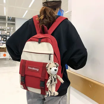 

Korean Fashion Hit Color Nylon Casual Schoolbag Female 2020 New Simple Alphabet Student Sports Backpack Male Outdoor Travel Bag