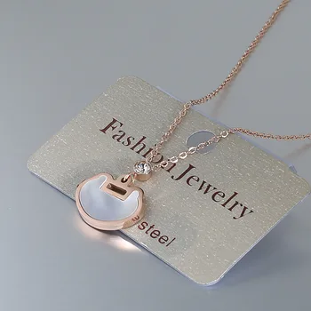 

New Longevity Lock Shell Fashion Jewelry Chain Necklace Pendant Sets Female Neck Titanium Steel Rose Gold Jewel Women Female