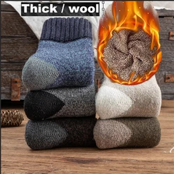 5pairs/Lot Winter Men's Thick Terry Warm Socks Super Thick Retro Style Christmas Snow Wool Socks High Quality Man Women's Socks