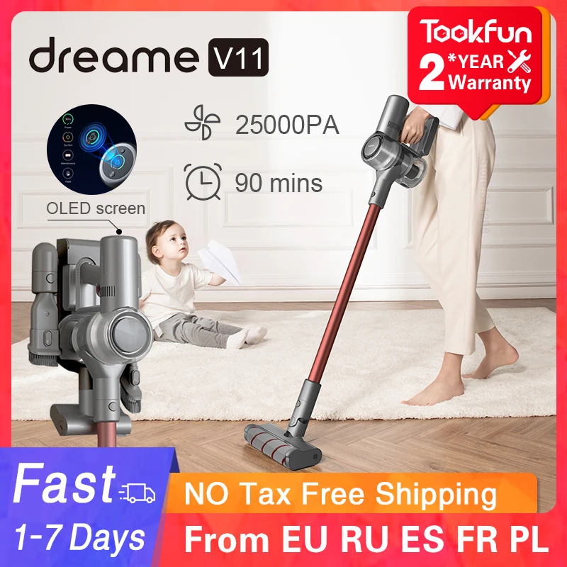 Dreame V11 Ручной беспроводной пылесос Подметание для дома 25000 Па циклон всасывание