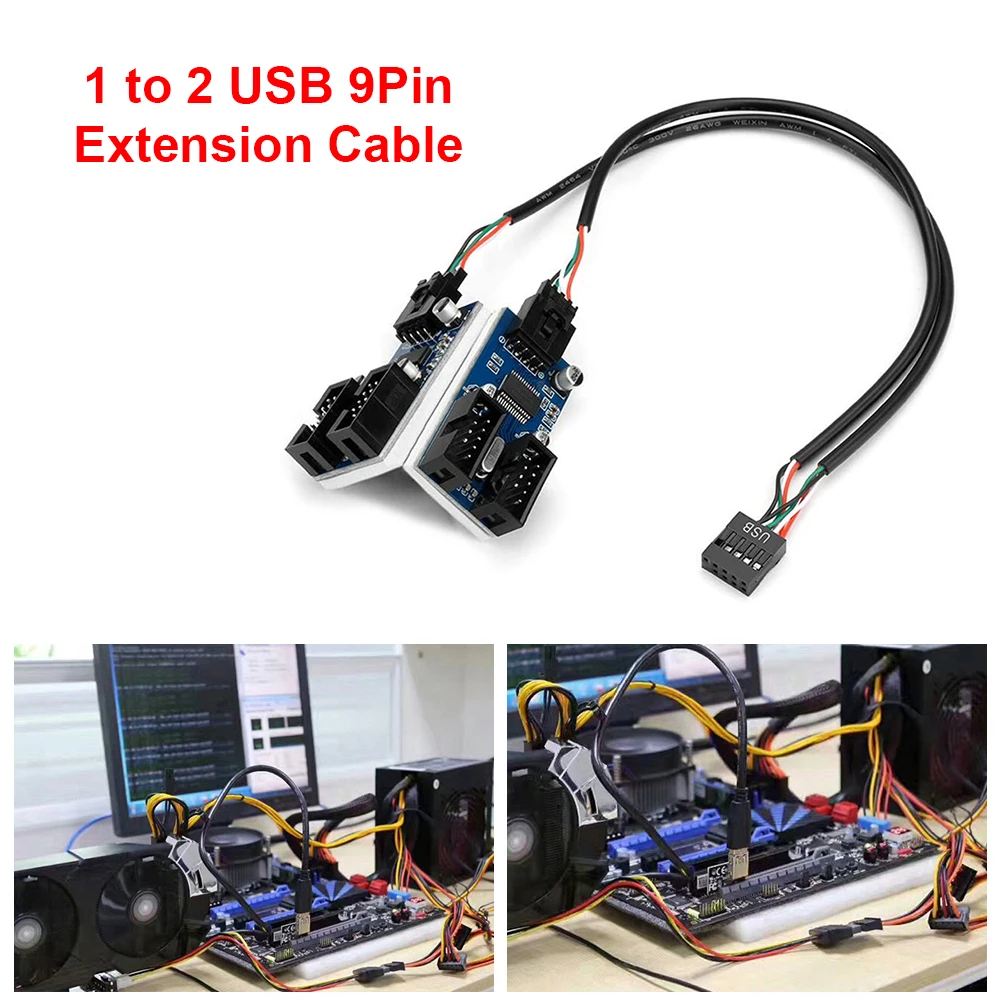 Enhance Connectivity: 30cm USB 9 Pin Motherboard Extension Splitter - Expand your desktop with 1 to 2/4 USB2.0 HUB Connectors for seamless multitasking. Description Image.This Product Can Be Found With The Tag Names Cheap Computer Cables Connectors, Computer Cables Connectors, Computer Office, High Quality Computer Office