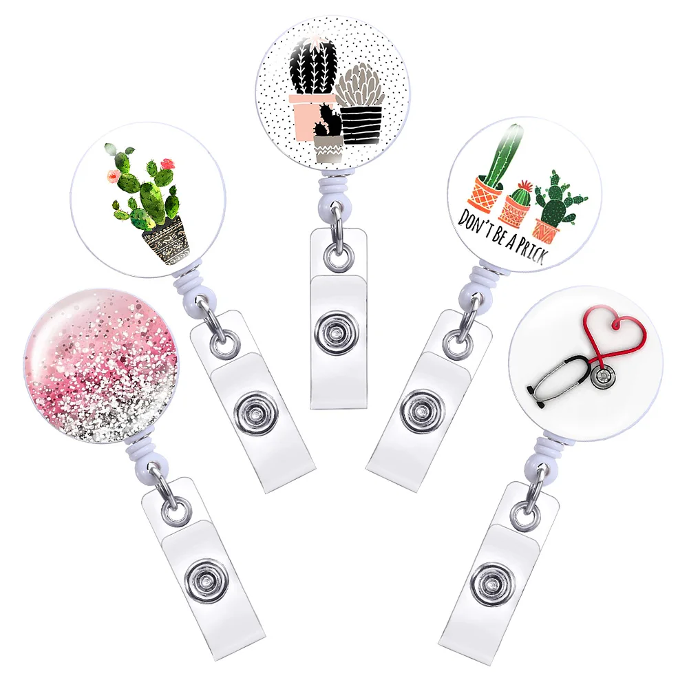 3pcs/set 360 Degree Rotation Badge Reel Retractable Doctor Nurse Brooches Carabiner with Alligator Clip On ID Card Holders | Украшения и