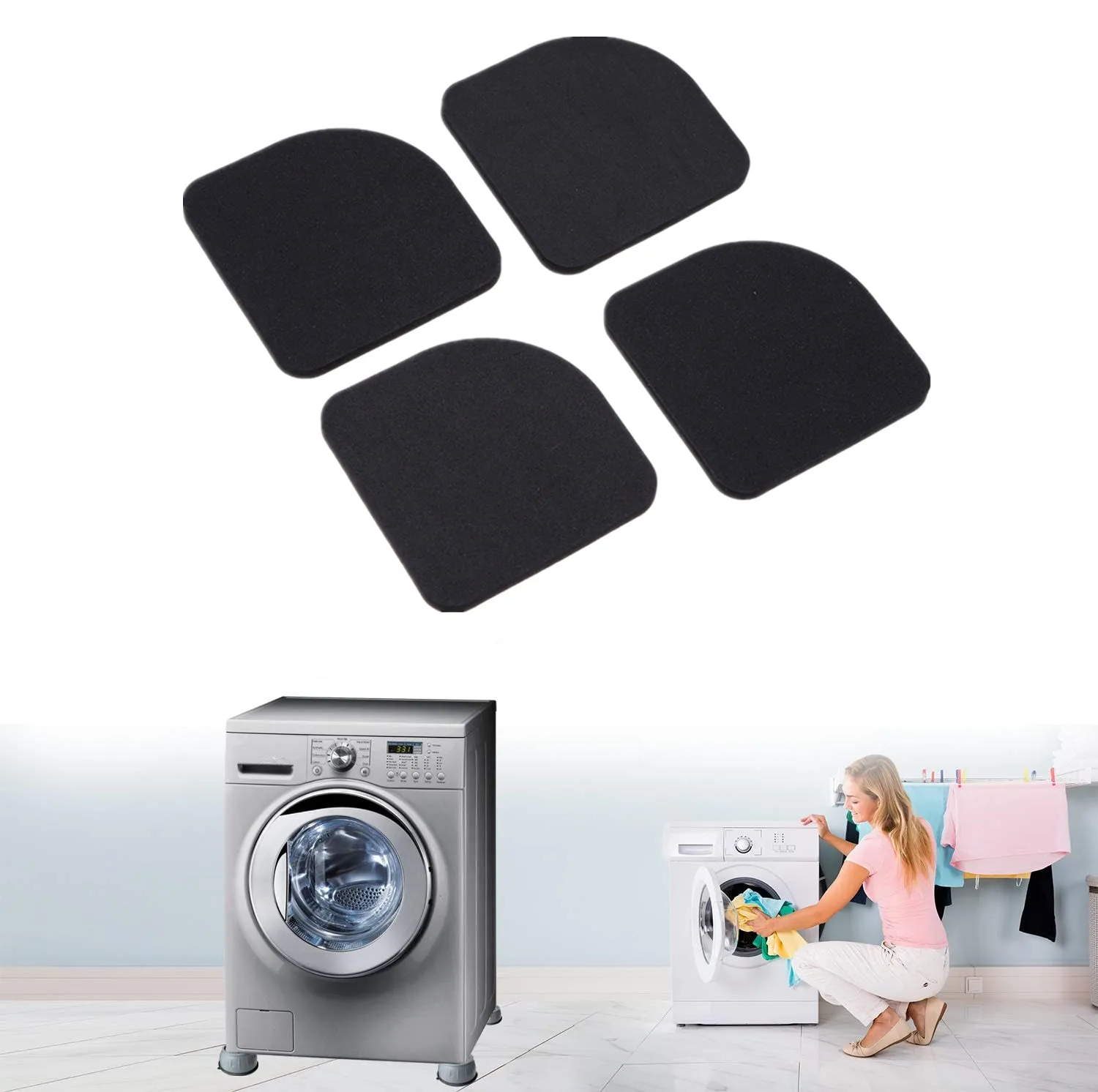 8 Pack Anti-Vibration Washing Machine Mats Shock Absorbing Washer Pads Non-Skid Protector Mat Refrigerator Chair Desk Supplies | Дом и сад