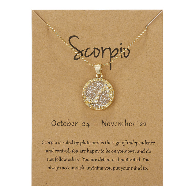 Zodiac Constellations Necklace Geometric Round Pendant Gold Silver Color Chain Necklace Unisex Friendship Jewelry Lover Gifts