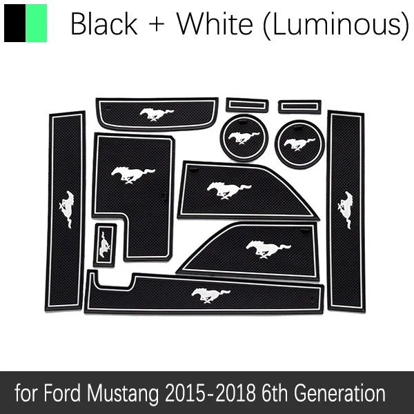 White Luminous Противоскользящими резиновыми затворный слот, циновка чашки для Ford Mustang 6th Gen S550 EcoBoost экспорта GT Салонные подложки - Название цвета: White Luminous