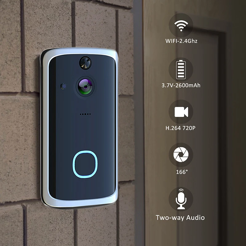 1080P Video Doorbell Camera Wi-Fi Doorbell Security Camera Two-Way Talk, Night Vision, Built-in SD card slot Motion Detector