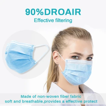 

50Pcspcs Mask Disposable Nonwove 3 Layer Ply Filter Mask mouth Face mask filter safe Breathable dustproof Protective masks