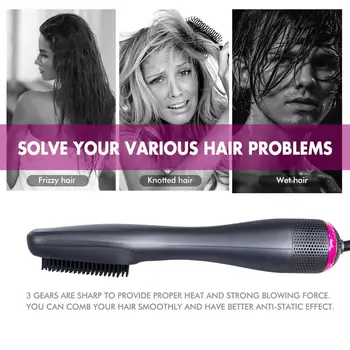 

Professional One Step Hair Dryer And Volumizer Hair Blower Brush Negative Ion Salon Multi functional Straightener Hot Air Brush