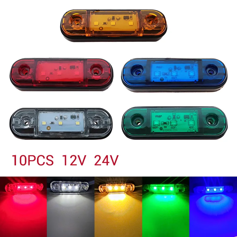 10PCS12V24VLEDSideMarkerLightsWarningLightClearanceTrailer