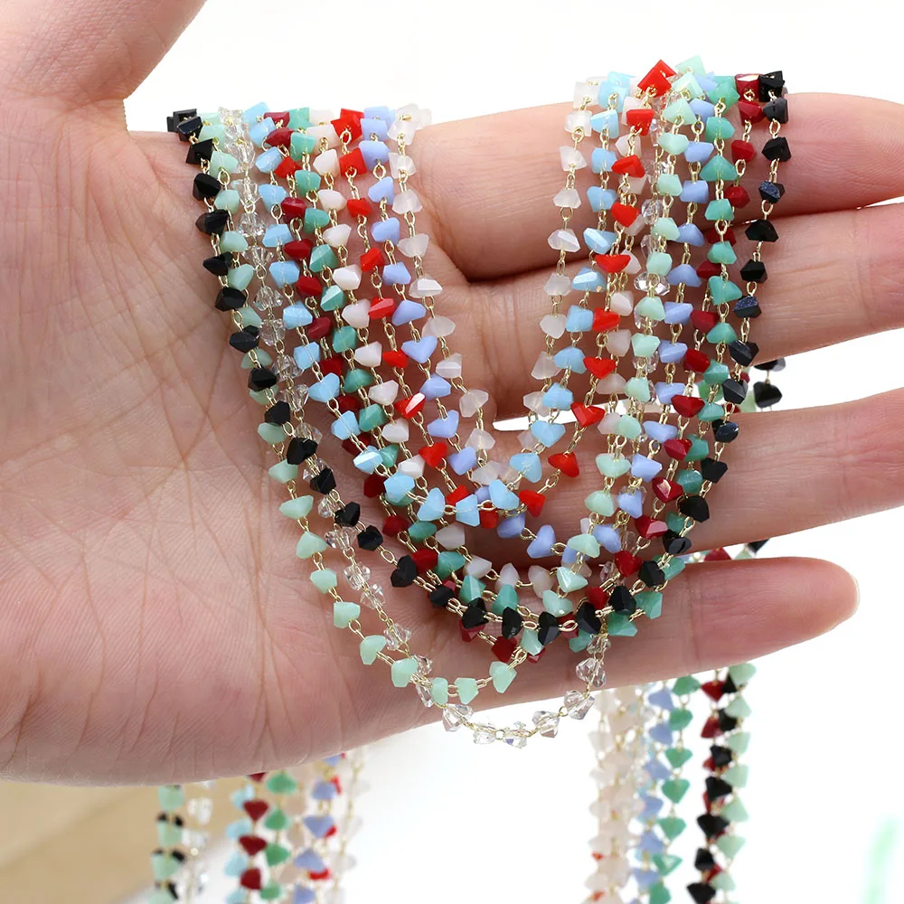 

1 Meter Handmade Copper Chain Irregular Crystal Stone Beads Chains for Jewelry Making DIY Necklace Bracelet Anklet Accessories