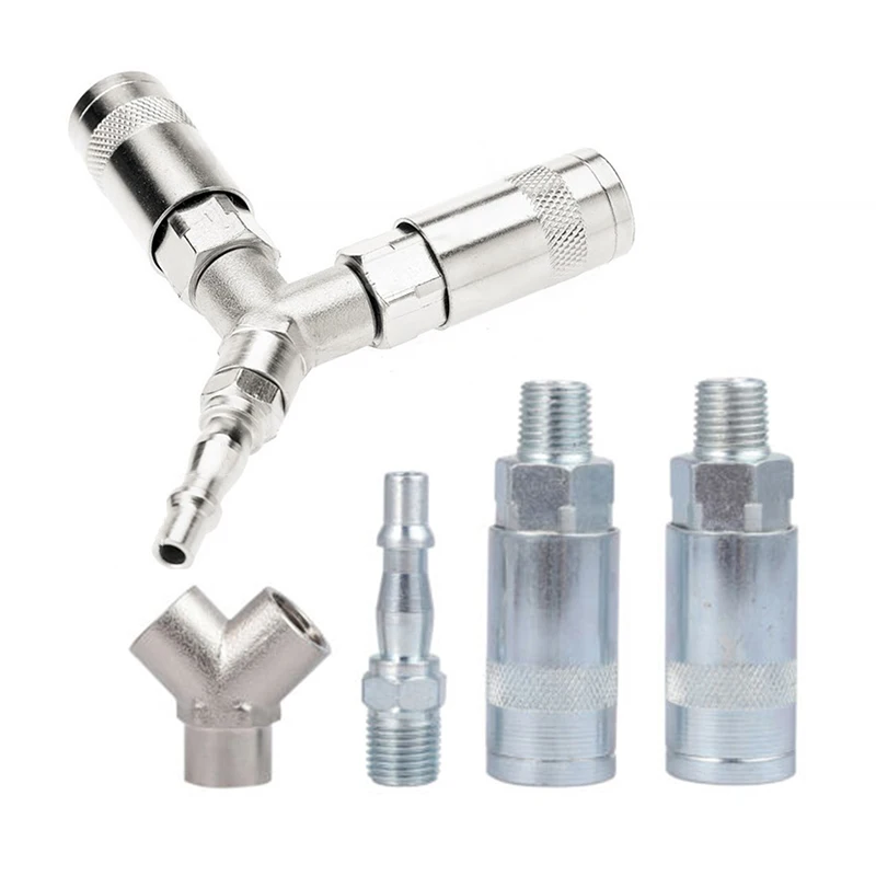 

Airline Y Piece 3Way Quick Release Fittings For Compressor Air Hose 1/4 BSP
