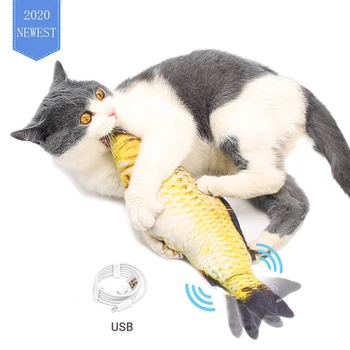 

Moving Fish Toys Catnip For Cat Realistic Plush Fish Stuffed Pillow Chew Bite Toy Kitten Fish Flop Cat Wagging Fish Toy Catnip