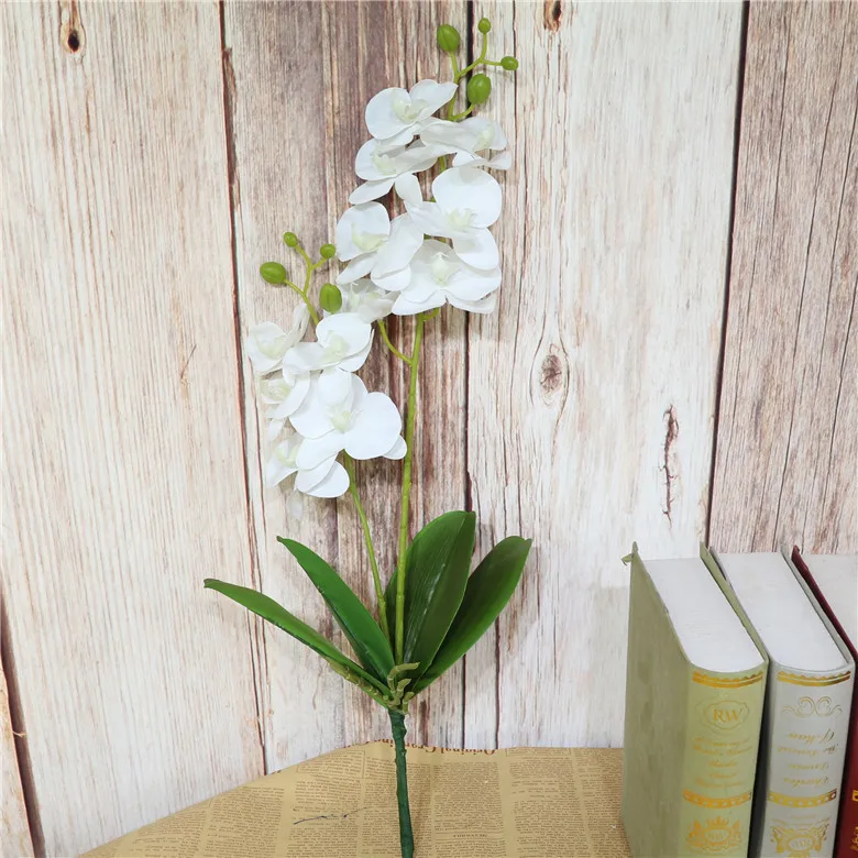 1Pcs 2 Heads Artificial Flower Phalaenopsis Fake Silk Cloth Butterfly Orchid Plastic Potted Home Party Decoration Four Color JH159 (5)