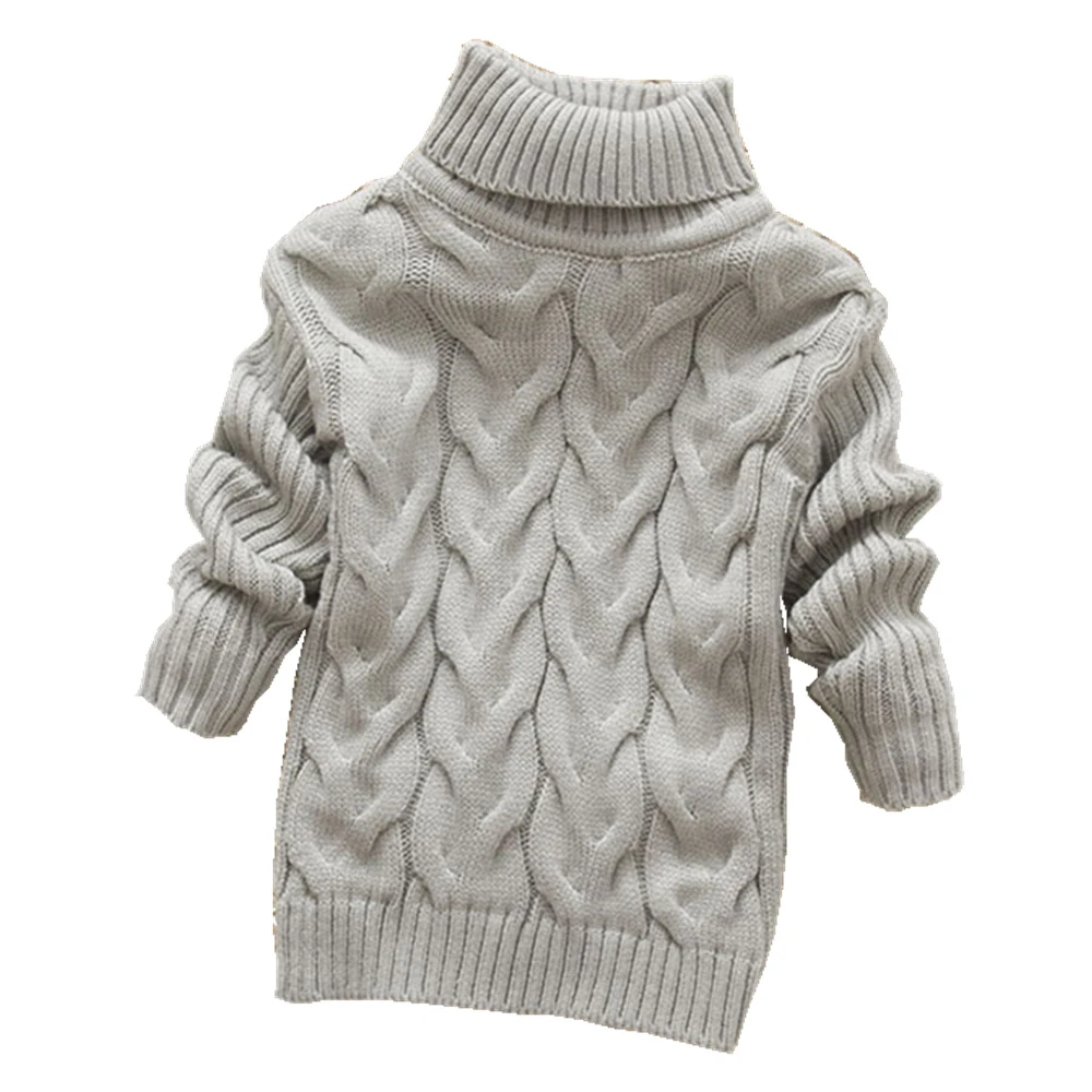 

2T-8T pure color winter boy girl kid thick Knitted bottoming turtleneck shirts solid high collar