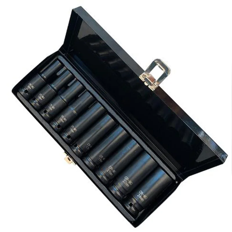 

10 PCS Extra Long Pneumatic Swivel Deep Impact Socket Set 8mm - 24mm For Wrench Adapter Hand Tool Set Heavy Metric Garage Tool