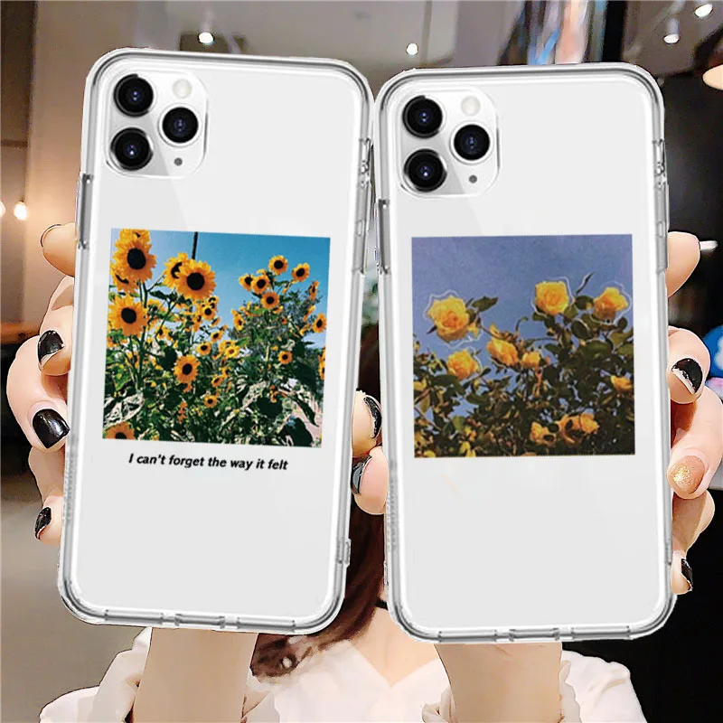 Мягкий чехол из ТПУ с изображением цветка подсолнуха розы для iPhone 11 Pro XS Max XR X 7 8 6 6S