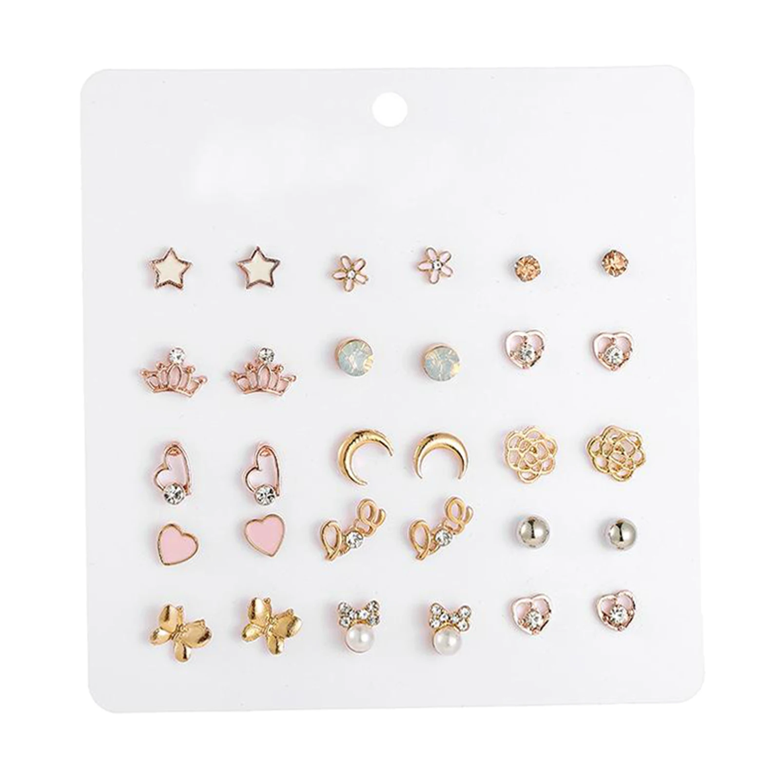 15 Pairs/Pack Girl Stud Earrings Set Pretty Ear Studs For Kids Children Wholesale Jewelry