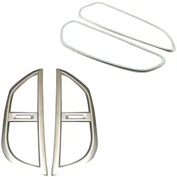 

2PCS Car Door Pull Doorknob Handle Bowl Molding Cover Kit & 2PC ABS Middle Control Air Conditioning Panel Molding Cover