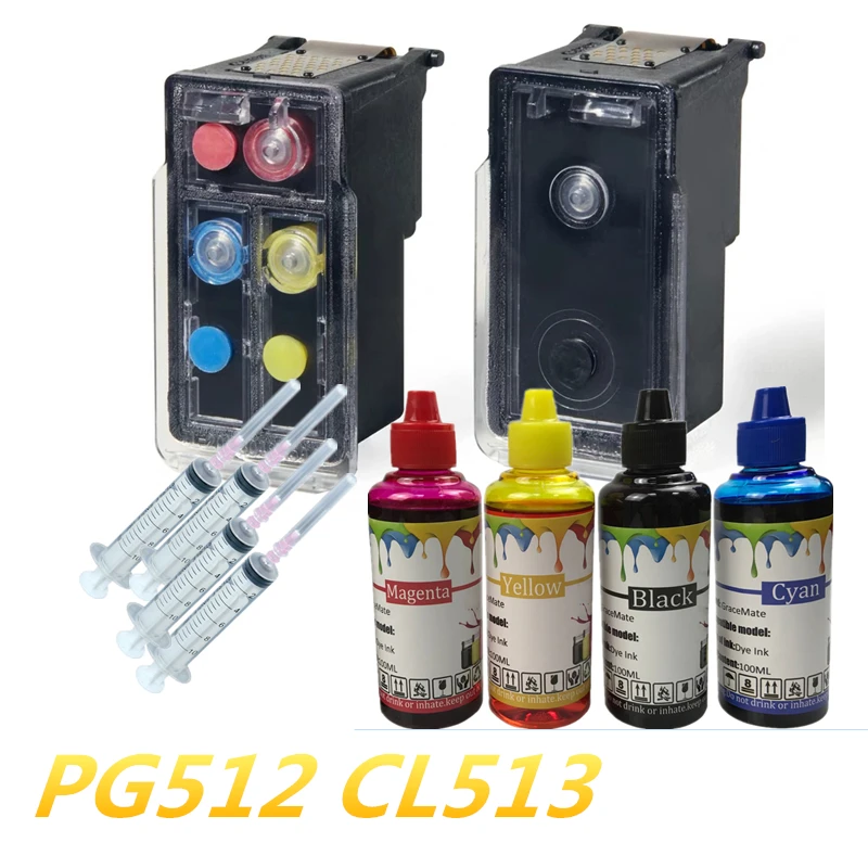 PG 512 pg512 CL 513 перезаправляемый картридж с 400 мл чернила для канона MP240 MP250 MP270 MP230 MP480 MP495 MX350 MX350 IP2700