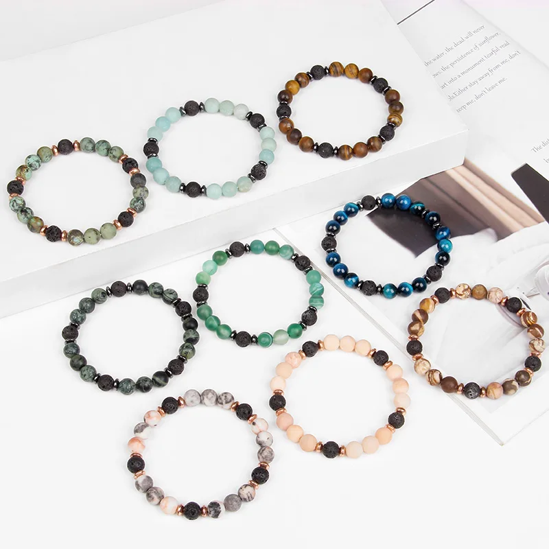 Wholesale Natural Stone Bracelets For Women Men Lava Yoga