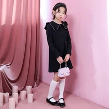 Платье для девочек Демисезонный Детское платье для девочек отложной воротник, праздничное платье принцессы детская одежда 6 8 10 Для детей 12–14 лет