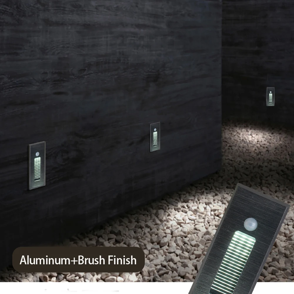 Recessed Wall Lamp Sensor Stair Light Intelligent Led Night Lights For Steps Balcony Bedroom Closets SANDIY 3W