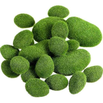 

40 Pieces 2 Sizes Artificial Moss Rocks Decorative Faux Green Moss Covered Stones