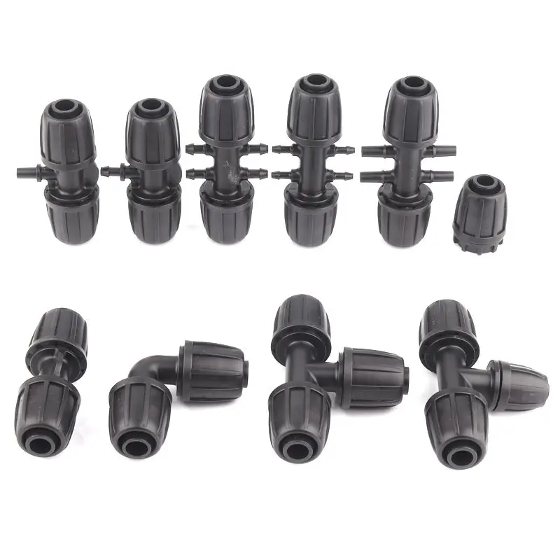 2pcs 16mm Irrigation Pe Pipe Connectors Lock Nuts Garden Water