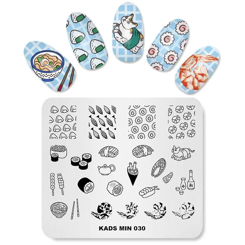 KADS MIN 030 Nail штамповочные пластины дизайн еды Art Stamp шаблон изображения пластина